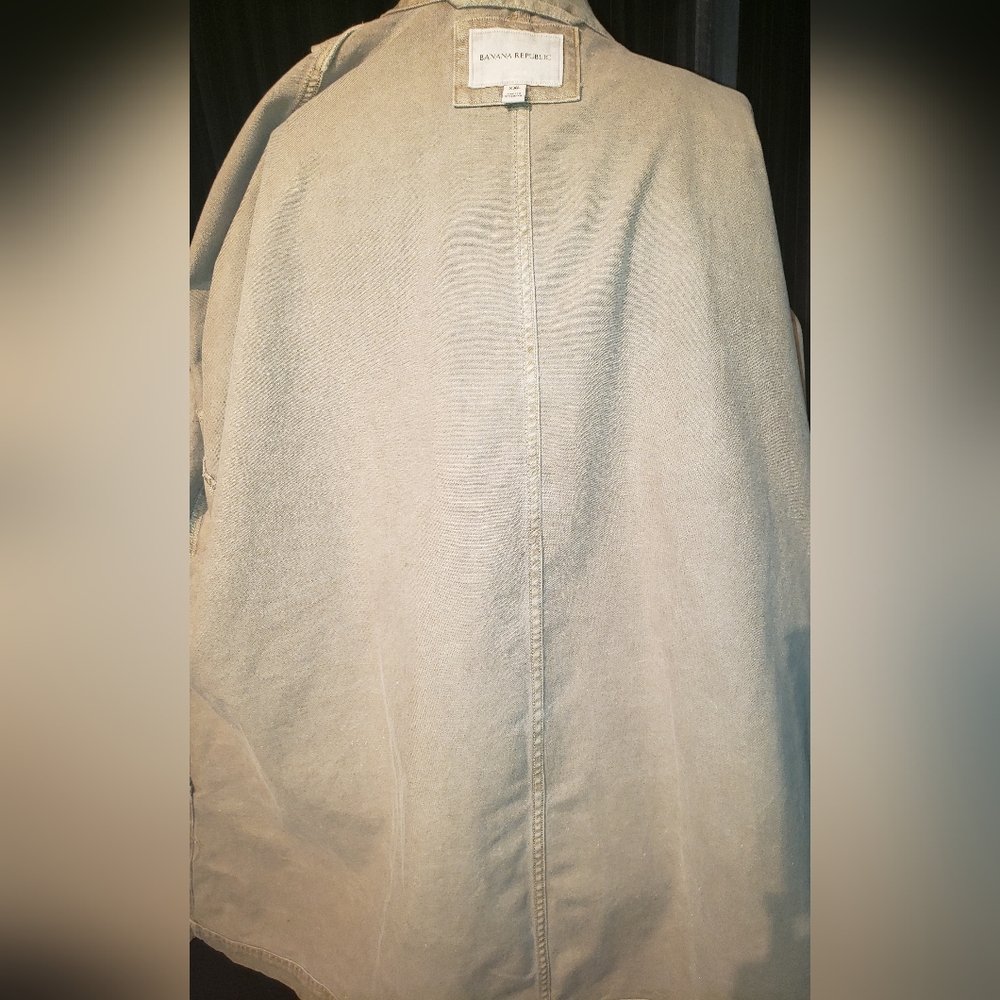 B.R. 100% Cotton olive military green safari oversized denim jacket huge pockets - Picture 9 of 12